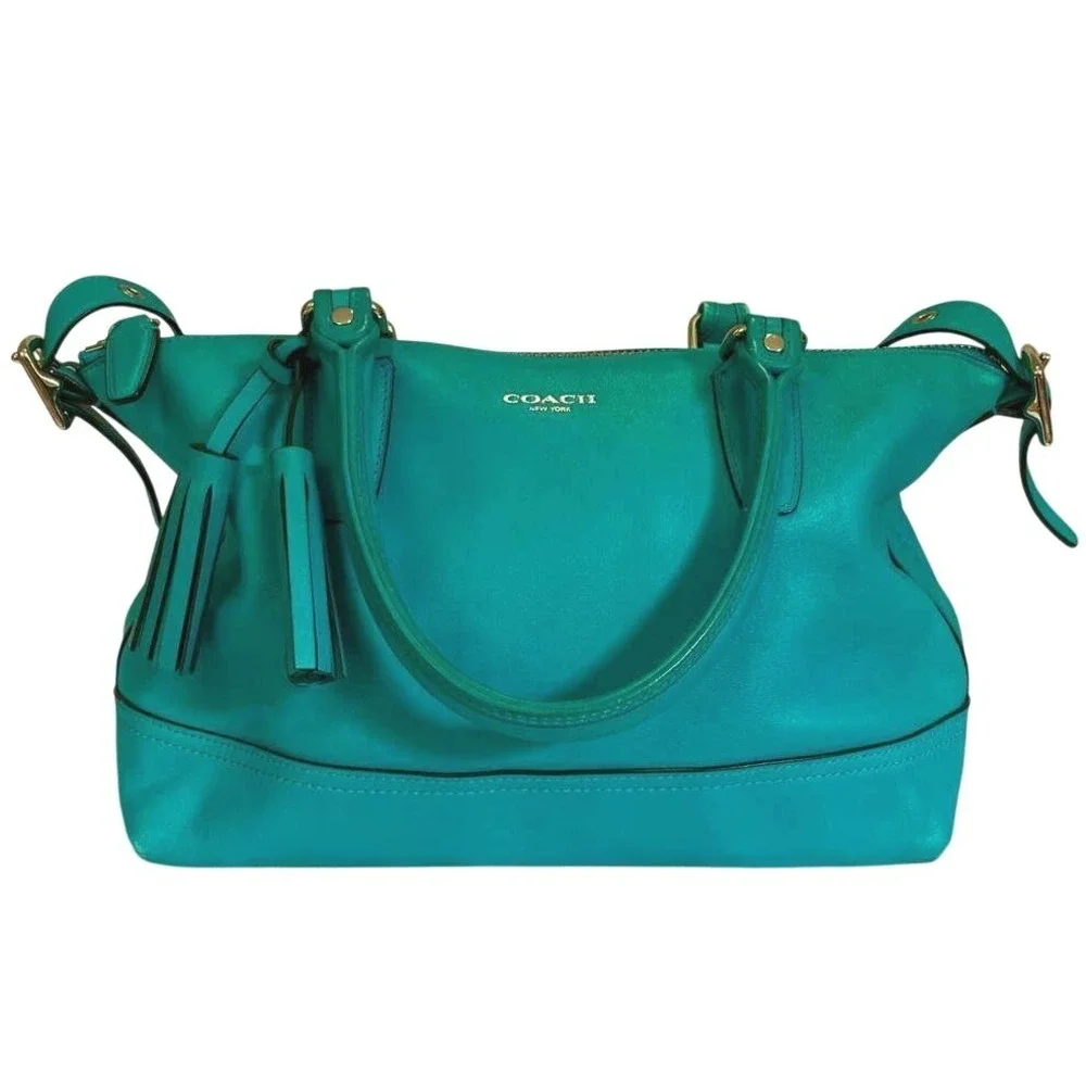Coach‎ Legacy Molly Satchel 21132 Robin's Egg Blue Turquoise Leather Tassel Boho